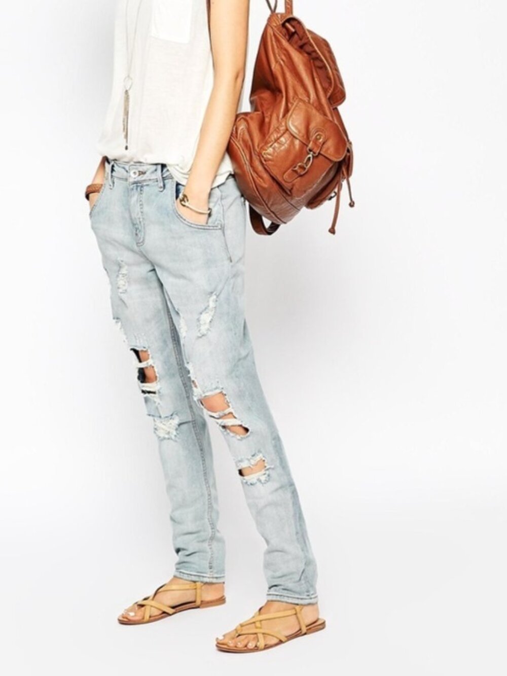 Asos Blend Very Distressed Slim Boyfriend Jeans W28 L34